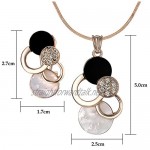 Vogem Rose Gold Jewellery Sets for Women Necklace and Earrings Set with White and Black Shell Cubic Zirconia Pendant Wedding Bridal Jewelry