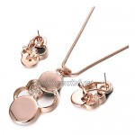 Vogem Rose Gold Jewellery Sets for Women Necklace and Earrings Set with White and Black Shell Cubic Zirconia Pendant Wedding Bridal Jewelry