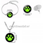 WINBST Cat Necklace 4 Pieces Cosplay Anime Necklace Round Earring Bracelet Set Black Cat Green Paw Print Jewelry Souvenir Nice Gift for Fan cosplay toys