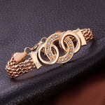 YAZILIND Gold Plated Chunky Bib Necklace Stud Earrings Bracelet Ring Women Jewelry Set Interlocking Sparkling Shiny Gift