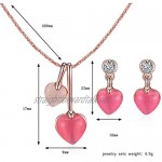 YAZILIND Opal Jewelry Set Love Heart Pendant Necklace and Earring Set for Women Birthday Wedding Party Jewelry Gift