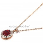 Yoursfs Red Ruby Jewellery Sets for Women Wedding 18ct Rose Gold Plated Crystal Pendant Necklace and Earrings and Ring Set