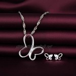 Yumilok Butterfly Jewellery Set 925 Sterling Silver Stud Earrings Necklace Set for Girls