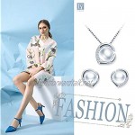 Yumilok Simulated Pearl Jewelry Set 925 Sterling Silver Pearl Earrings Necklace for Women