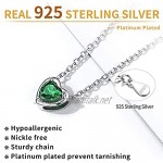925 Sterling Silver Heart Birthstone Necklace for Women Cubic Zirconia Shape of My Heart Pendant with Rolo Chain(Gift Wrapped)