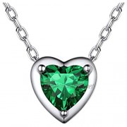 925 Sterling Silver Heart Birthstone Necklace for Women Cubic Zirconia Shape of My Heart Pendant with Rolo Chain(Gift Wrapped)