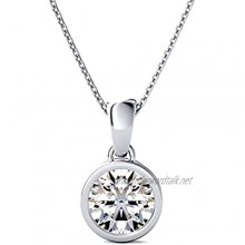ABELINI Certified 100% Natural Round Solitaire Diamond Pendant Necklace for Women (Available in 0.10-1.00ct & Yellow White Gold & Platinum)