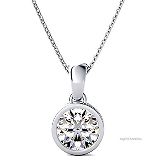 ABELINI Certified 100% Natural Round Solitaire Diamond Pendant Necklace for Women (Available in 0.10-1.00ct & Yellow White Gold & Platinum)