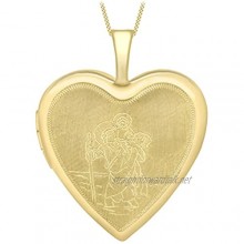 Carissima Gold 9ct St Christopher Locket Pendant on Curb Chain Necklace