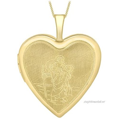 Carissima Gold 9ct St Christopher Locket Pendant on Curb Chain Necklace