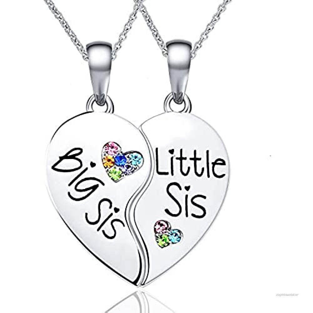 BFF Teen Girls Gifts Silver Heart Broken Friendship Necklace Set 18 Inch Charm Engraved Letters Necklace Cheerslife Best Friends Necklace for 2