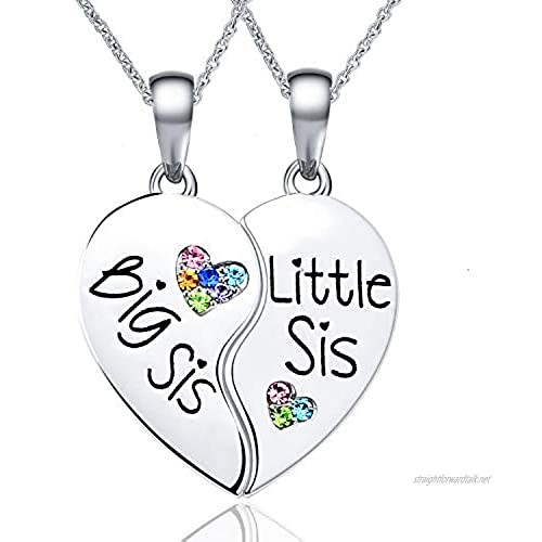 Cheerslife Best Friends Necklace for 2 BFF Teen Girls Gifts Silver Heart Broken Friendship Necklace Set Charm Engraved Letters Necklace 18 Inch