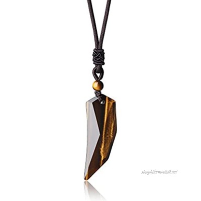 coai Mens Womens Wolf Tooth Stone Pendant Necklace