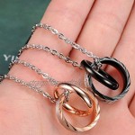 Cupimatch 2 Pieces Couples Necklace with Stainless Steel I Will Always be with You Interlocking Rings Pendant & Chain (i Will Always with You) 21.5 inch
