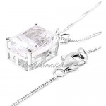 ELANZA Simulated White Cubic Zirconia Pendant Necklace for Women in Platinum Plated 925 Sterling Silver