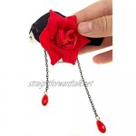 Elegant Retro Rose Flower Collarbone Chain Clavicle Necklace Gothic Lolita Black Lace Collar Choker Ornament Wedding Halloween Accessories Perfect Xmas Gift for Lady (Red)