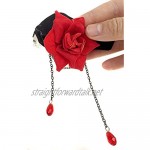Elegant Retro Rose Flower Collarbone Chain Clavicle Necklace Gothic Lolita Black Lace Collar Choker Ornament Wedding Halloween Accessories Perfect Xmas Gift for Lady (Red)