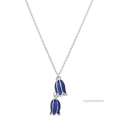 Eternal Collection Bluebell Enamel Finish Silver Tone Pendant Necklace