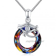 Eye of Horus Necklace 925 Sterling Silver Eye of Horus Pendant Protection Gifts for Women Crystal Necklace Eyes Jewellery for Girls