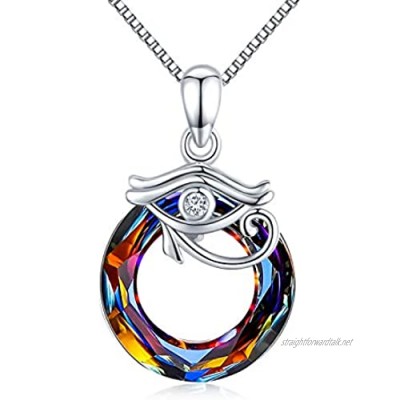Eye of Horus Necklace 925 Sterling Silver Eye of Horus Pendant Protection Gifts for Women Crystal Necklace Eyes Jewellery for Girls