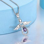 FJ Guardian Angel Necklace Heart Angel Locket Pendant Necklace for Women 925 Sterling Silver with Cubic Zirconia Jewelry Gifts for Women Girls