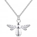 FJ Women's Silver Bee Locket Pendant Necklace Honey Bumble Bee Necklace Best Gift for Women