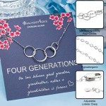 Four Generations Necklace for Great Grandma Gifts - Sterling Silver 4 Circle Infinity Necklaces for Women Mom Gift Mothers Day Jewelry Grandmother Birthday Gifts from Grandchildren