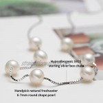 Freshwater Pearl Choker Necklace Women Sterling Silver Jewellery Babysbreath Design Mother's Day Gift Bridal Wedding Accessories White Round Cultured Pearls S925 Silver Chain Necklet for Her