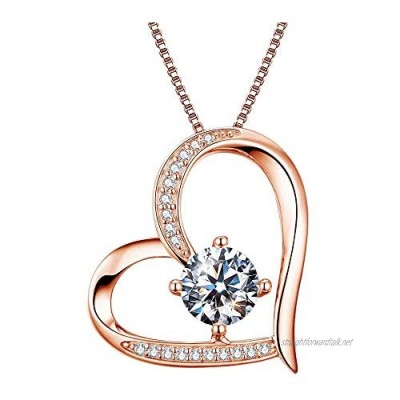 Heart Necklaces 5A Cubic Zirconia Jewellery Necklaces for Women 18k Gold Plated Silver Necklace Gifts Jewelry for Women Mum Girls