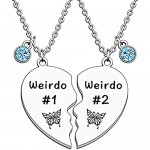JMIMO Best Friends Necklace Friendship Gift BFF Women's Fashion Jewelry Necklace Good Friends Heart-shaped Splicing Necklace Weirdo 1 Weirdo 2 (2 Pcs)