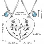 JMIMO Sister Necklace Women's Fashion Jewelry Friendship Necklace Jewellery Set for 2 - BIG SIS LIL SIS Heart Pendant