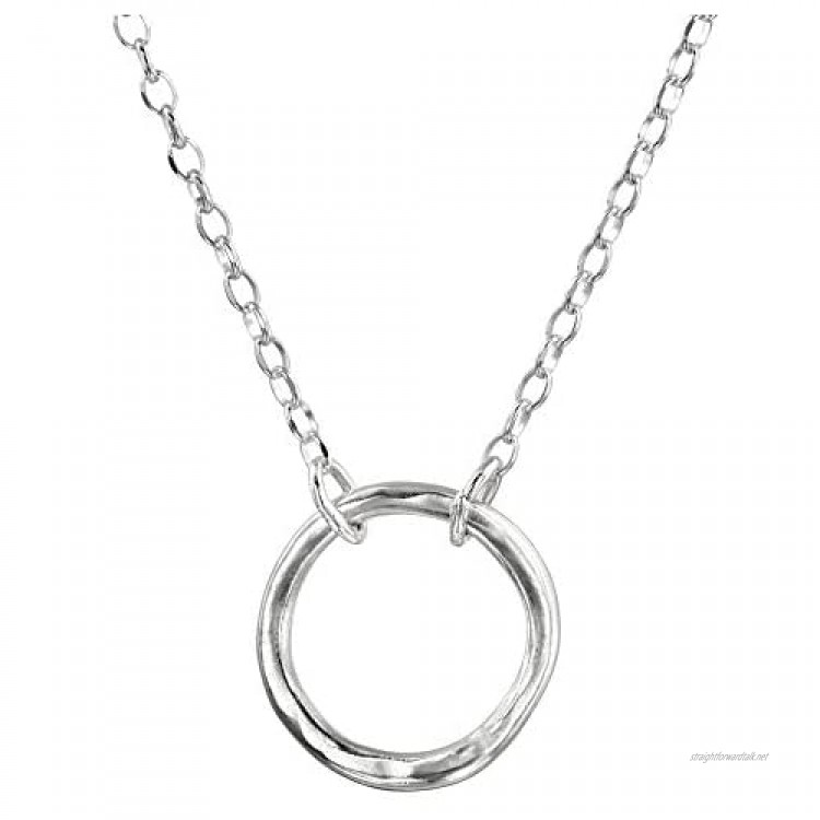 Karma Open Circle Orbit Necklace Made From 925 Sterling Silver Minimalist Full Moon Delicate Jewelry