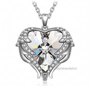 Kate Lynn - So in Love - Angel Wing Love Heart Necklace Crystals from Austria Heart of Ocean Birthstone Pendant Gifts for Women Her Mum Wife Ladies Exquisite Box Packaging
