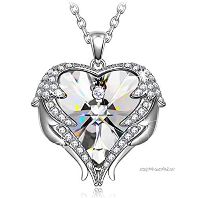 Kate Lynn - So in Love - Angel Wing Love Heart Necklace Crystals from Austria Heart of Ocean Birthstone Pendant Gifts for Women Her Mum Wife Ladies Exquisite Box Packaging