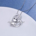 Lucky Elephant/Longevity Sea Turtle/Frog Necklace Animal Necklaces Jewelry for Women Teen Girls Heart Pendant Real 925 Sterling Silver Chain 18 Inches