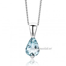 Miore 9 kt (375) White Gold Teardrop Aquamarine (0.59ct) Pendant Necklace on 45cm Curb Chain for Women