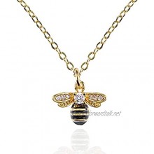 namana Bumble Bee Necklace for Women. Bee Pendant Necklace for Women and Girls with Cubic Zirconia and Black Enamel. Bumble Bee Jewelllery Gifts for Women