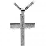 Rapid Spirit Stainless Steel the Lords Prayer Cross Pendant with English Scripture With Chain - Length 65cms
