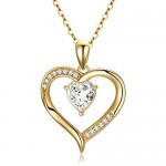 SISGEM Gold Heart Necklace for Women 9ct Solid Gold Heart Gold Necklace with Cubic Zirconia Pendant for Valentine's Day Anniversary Wife Mum Sister 16+1+1inch