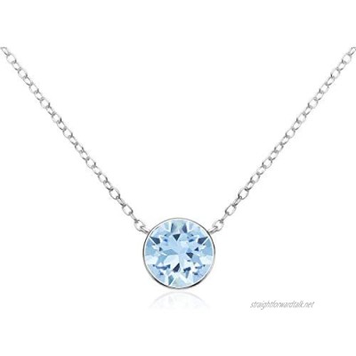 SolidSilver - Sterling Silver 7mm Round Solitaire Pendent Necklace Made with a Genuine Swarovski Crystal | Sterling Silver Yellow or Rose Gold Dipped