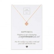 Stainless steel necklace with different pendants and card with Happiness saying lucky charm friendship gift women's jewellery silver gold rosé