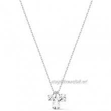 Swarovski Attract Cluster Pendant Necklace with Pear and Circle Cut Clear Crystals on a Rhodium Plated Setting with Matching Chain