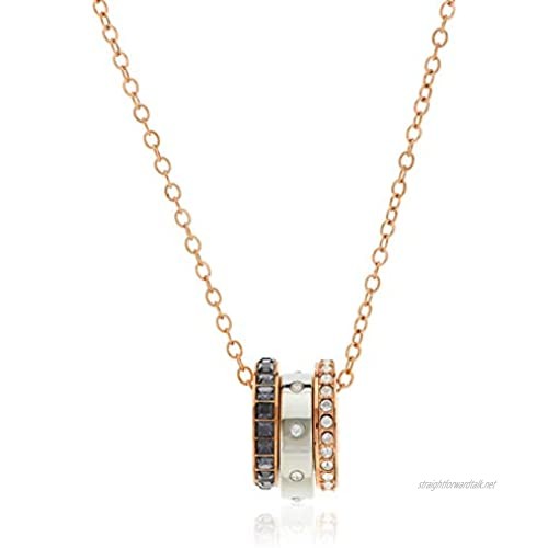 Swarovski Women's Hint Pendant Stunning White and Black Crystals in Three Rings and a Mixed Metal Finish from the Swarovski Hint Collection