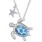 WINNICACA Ocean Theme Pendant Sterling Silver Turtle/Mermaid/Jellyfish/Dolphin Necklace for Women Gifts