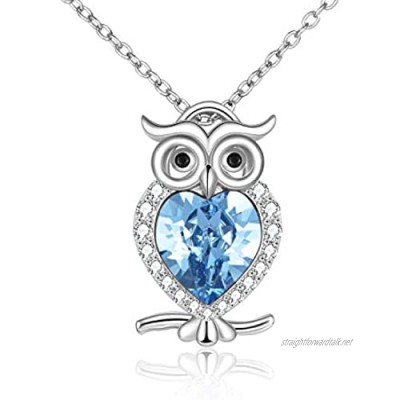 WINNICACA Owl Necklace S925 Sterling Silver Birthstone Owl Pendants Cute Animals Jewellery Gifts for Women Girls Owl Lover