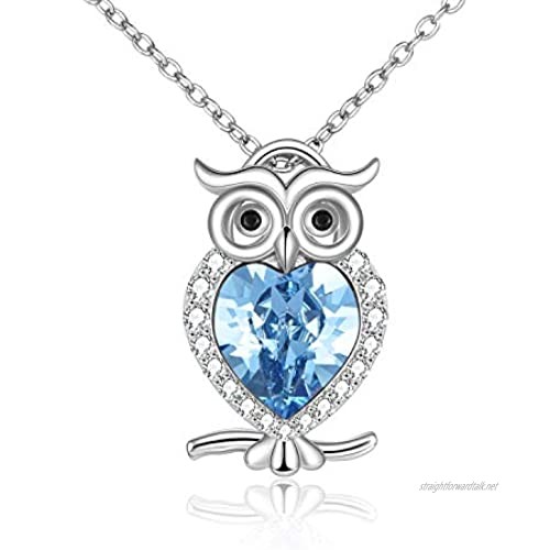 WINNICACA Owl Necklace S925 Sterling Silver Birthstone Owl Pendants Cute Animals Jewellery Gifts for Women Girls Owl Lover