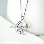 YAFEINI Cat Necklaces 925 Sterling Silver Rose Gold Moon and Cat Pendant Necklace Cats Jewellery Gift for Women Girls