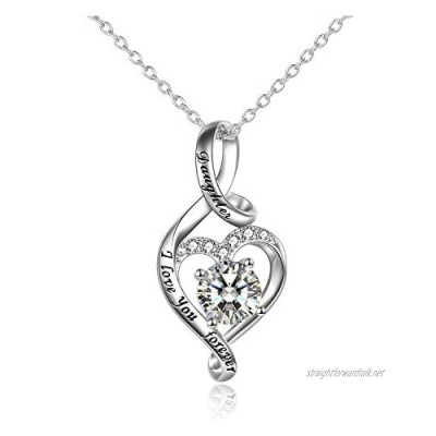 YFN Sterling Silver Daughter/Nana/Grandma/Sister I Love You Forever Heart Necklace Jewellery Gifts for Women Girls
