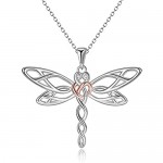 YFN Sterling Silver Dragonfly Pendant Necklace Celtic Knot Irish Jewellery Gifts for Women Girls