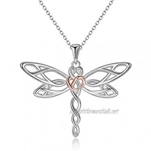 YFN Sterling Silver Dragonfly Pendant Necklace Celtic Knot Irish Jewellery Gifts for Women Girls